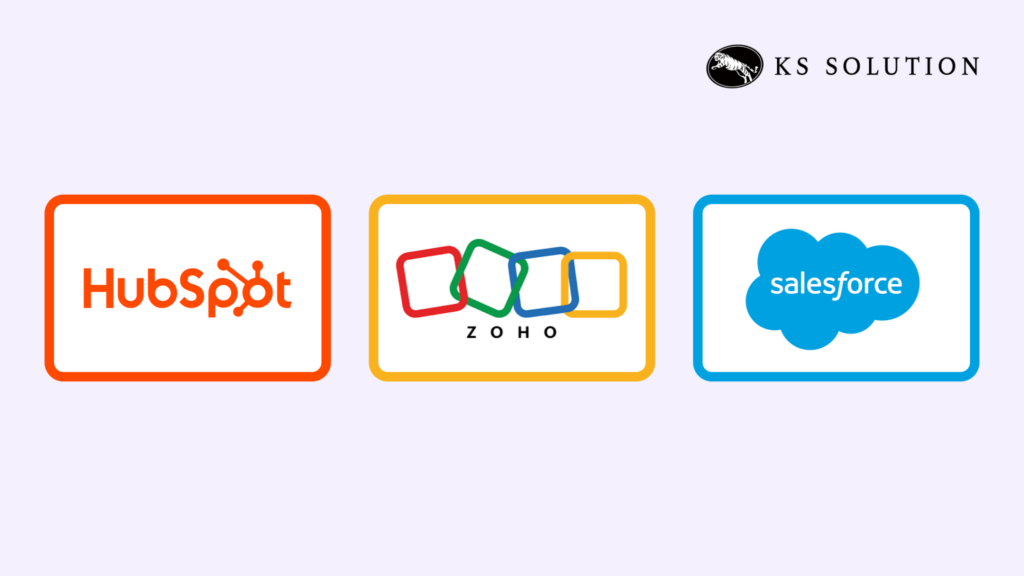 허브스팟, 세일즈포스, 조호 글로벌 CRM 3사 로고