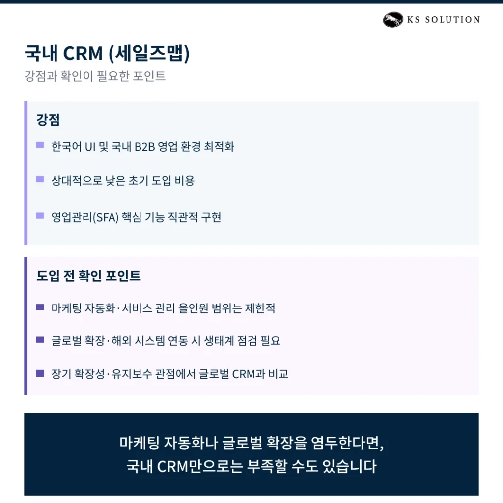 국내 CRM, 안되는 기능이 너무 많나요? 국내 v s글로벌 CRM 비교 (vs 세일즈맵) - 국내 CRM(세일즈맵)의 강점과 한계