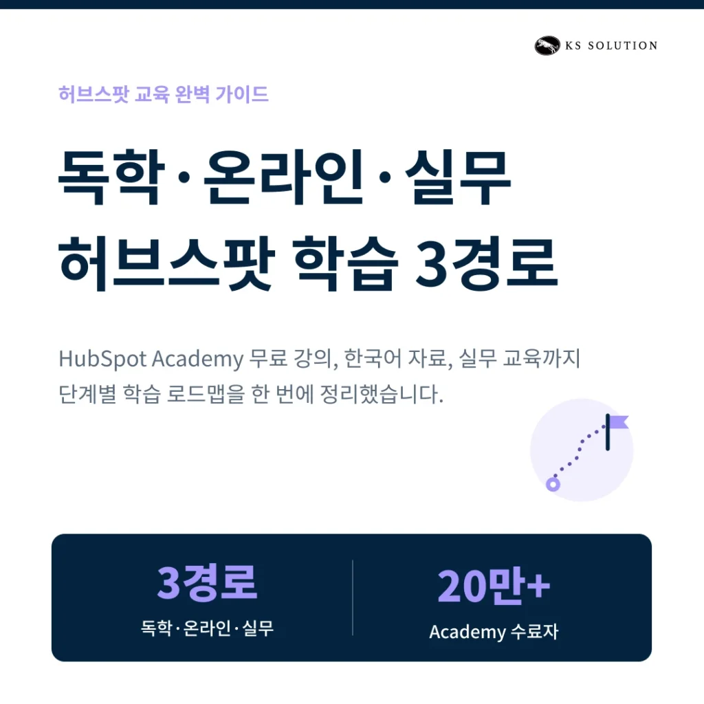 허브스팟 교육 완벽 가이드 : CRM 기본 개념 학습부터 실무 기능 적용까지 - 카드뉴스 썸네일 이미지