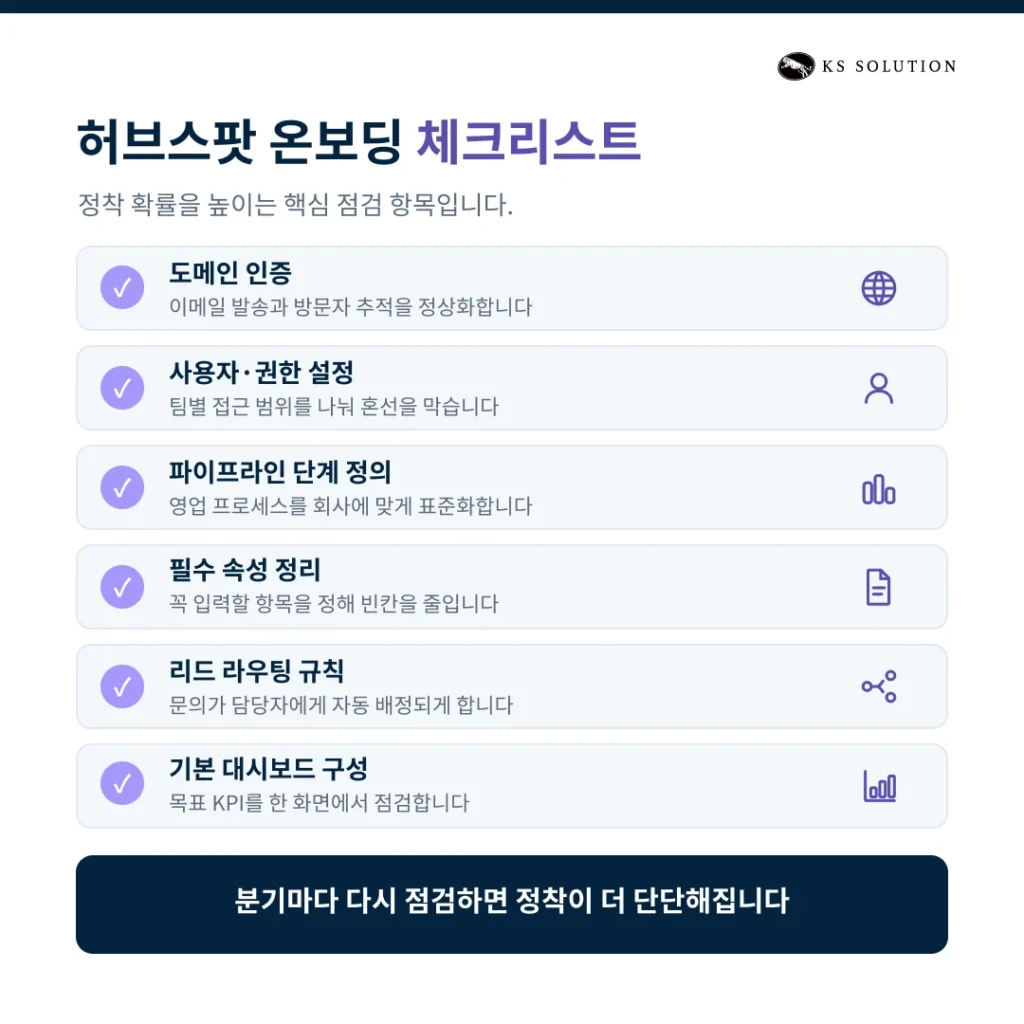 허브스팟 온보딩 완벽 가이드 : 도입 첫 30일 로드맵과 체크리스트 - 허브스팟 온보딩 체크리스트