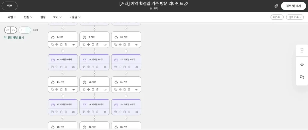 안과 병원 CRM 온보딩 사례 - 실제 허브스팟 화면 - [화면 17] 리마인드 반복 구간